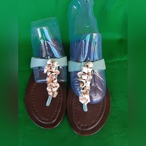 Sam Edelman Sz 5M Women's "BARI" LEATHER Thong Sandals Shells